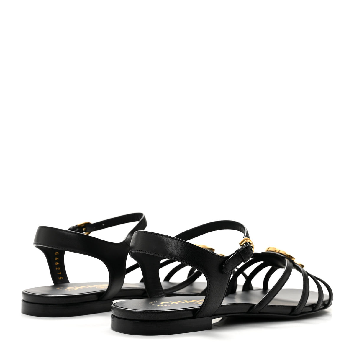 Lambskin Crystal CC Sandals 35.5 Black