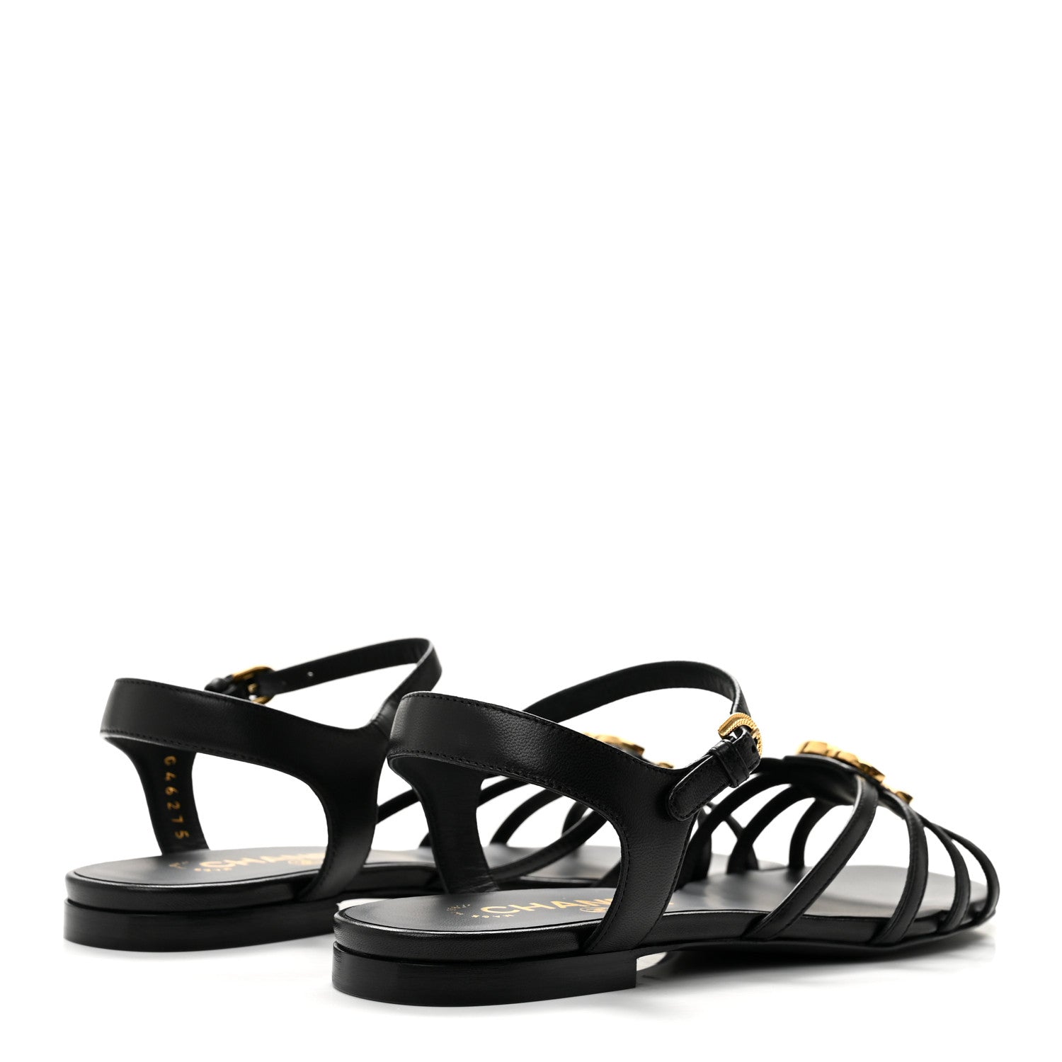 Chanel Lambskin Crystal CC Sandals 35.5 Black 5 of 10