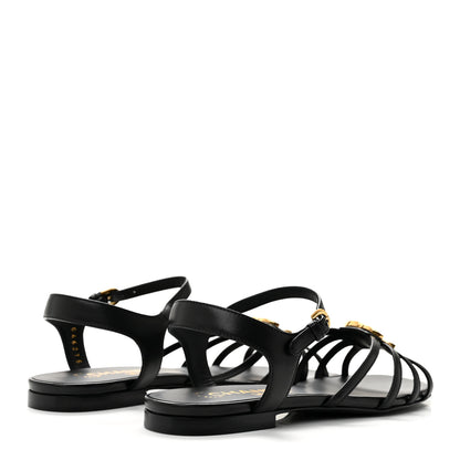 Chanel Lambskin Crystal CC Sandals 35.5 Black 5 of 10