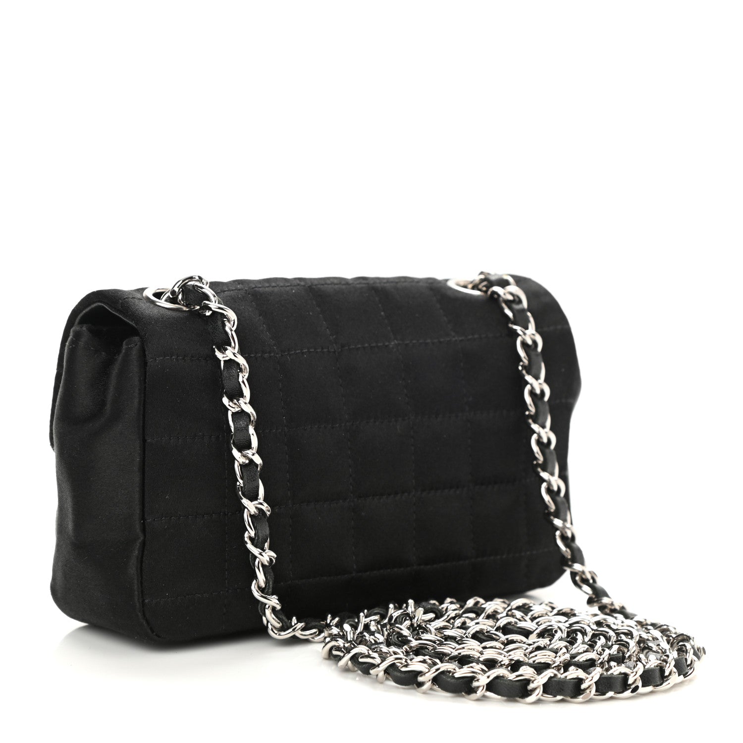 Chanel Satin Square Quilted Lipstick Charm Mini Flap Black 3 of 11