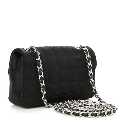 Chanel Satin Square Quilted Lipstick Charm Mini Flap Black 3 of 11