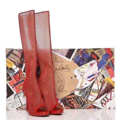 Christian Louboutin Fishnet Alta Dentelle 120 Boots 40 Red 11 of 11