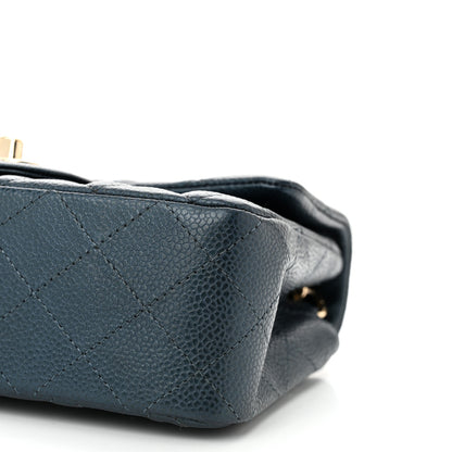Chanel Iridescent  Caviar Quilted Mini Rectangular Flap  Dark Blue 10 of 11
