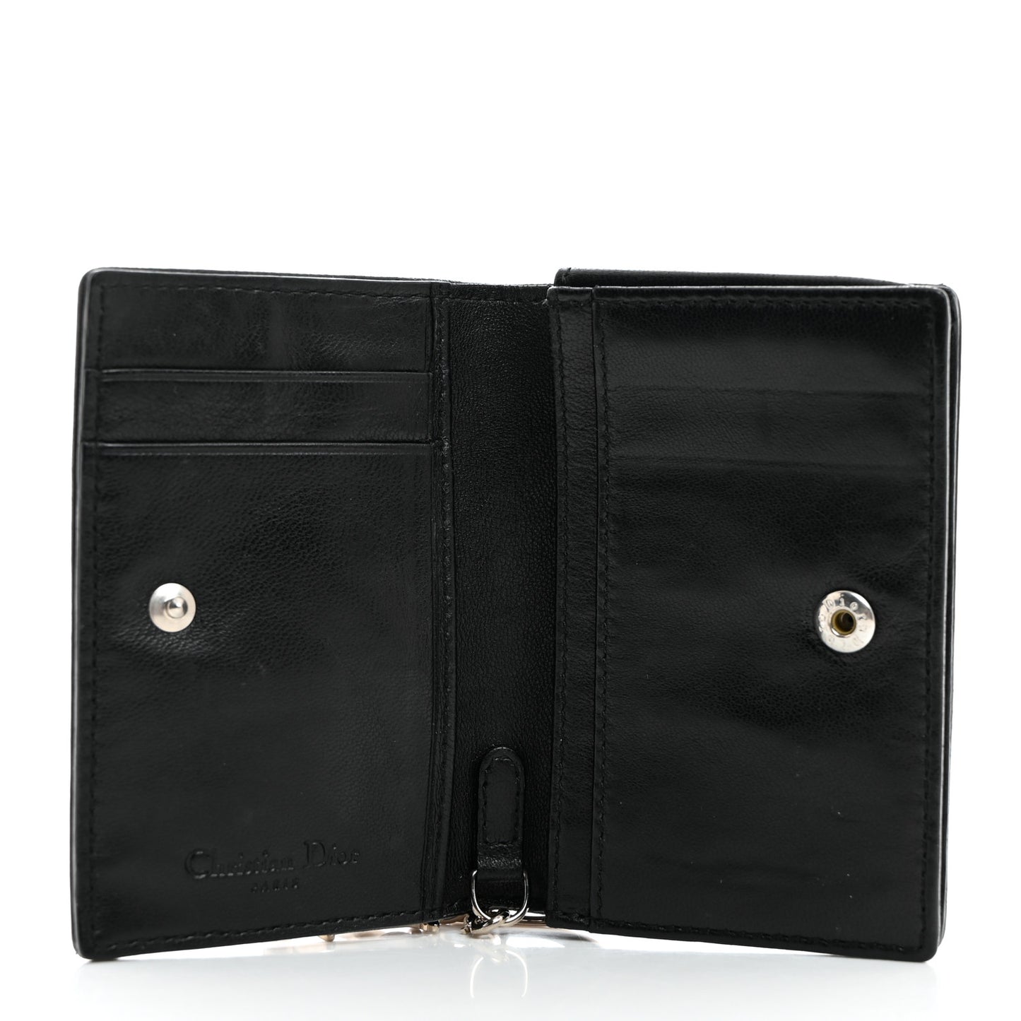 Lambskin Cannage Small Lady Dior Flap Card Holder Black