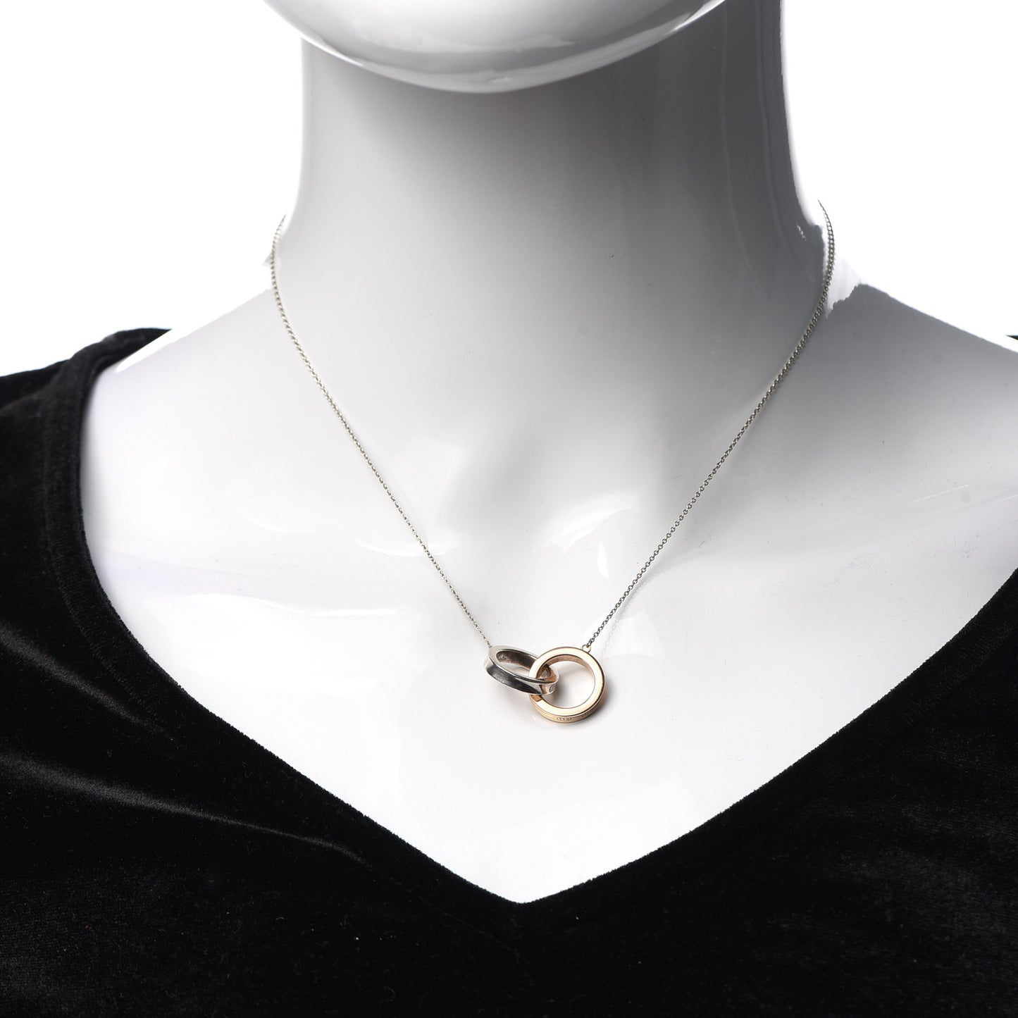 Sterling Silver 18K Yellow Gold 1837 Interlocking Circles Pendant Necklace