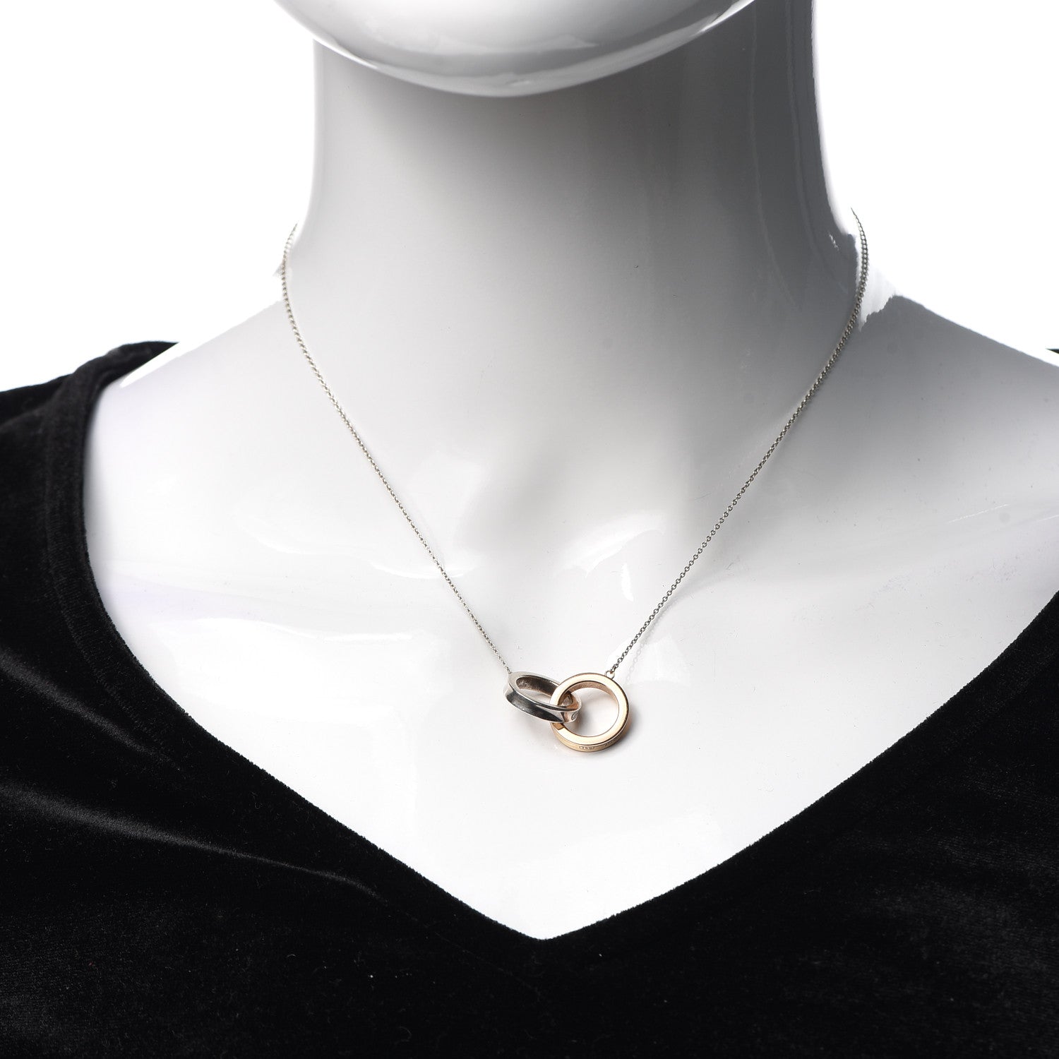 Tiffany Sterling Silver 18K Yellow Gold 1837 Interlocking Circles Pendant Necklace 2 of 5