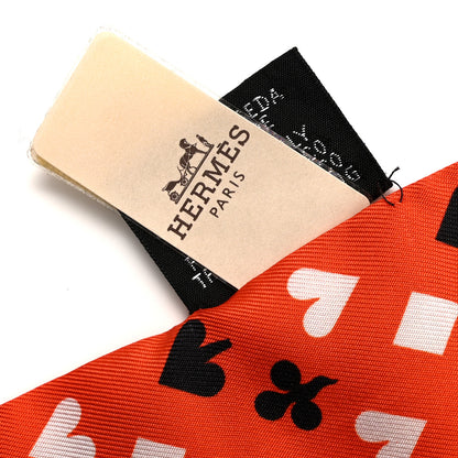 Hermes Silk Jeu de Cartes Twilly Vermillon Rouge White 5 of 5