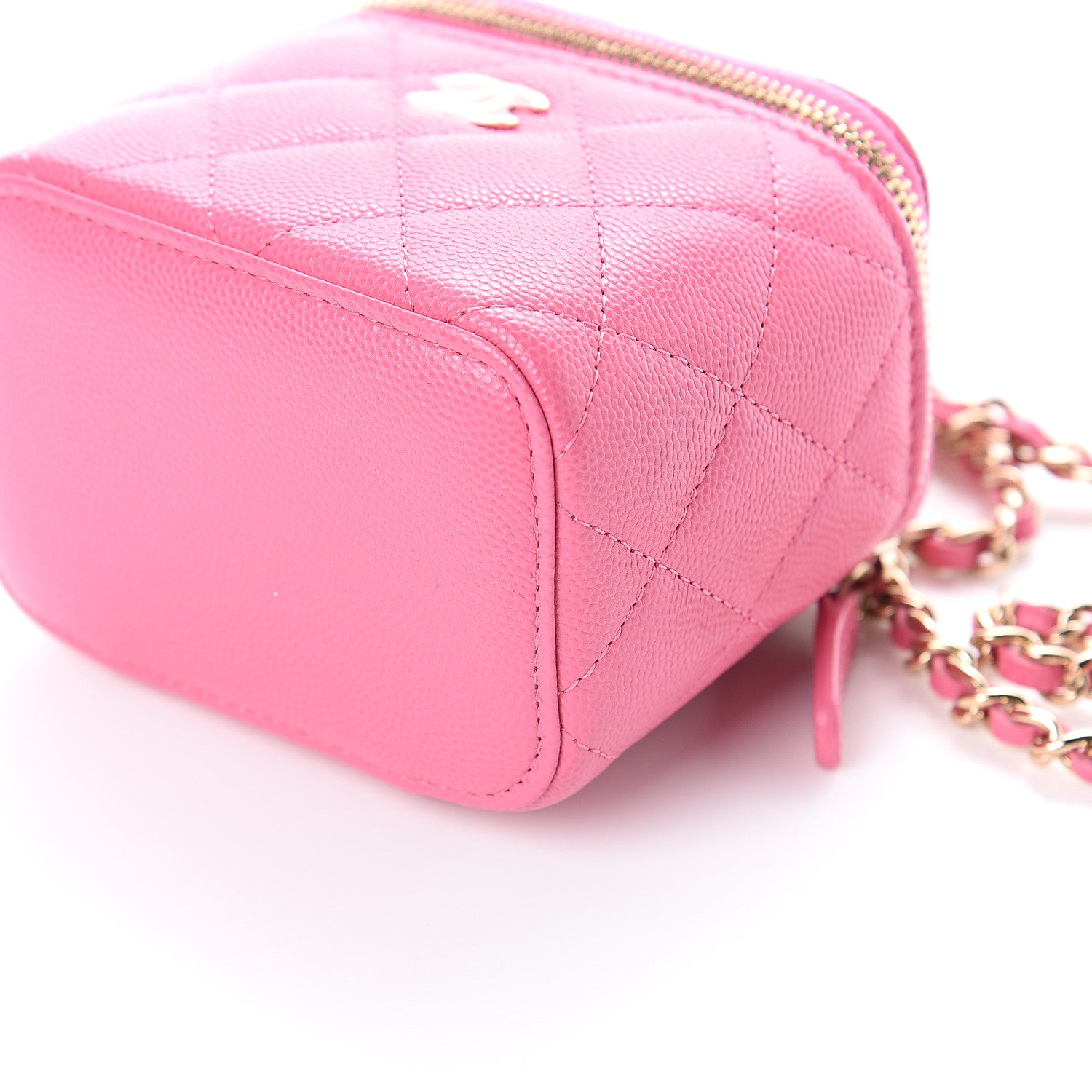 Chanel Caviar Quilted Mini Vanity Case With Chain Pink 8 of 8