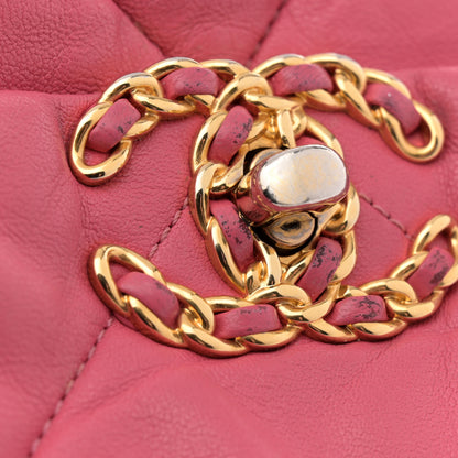 Chanel Lambskin Quilted Large Chanel 19 Flap Dark Pink 16 of 19