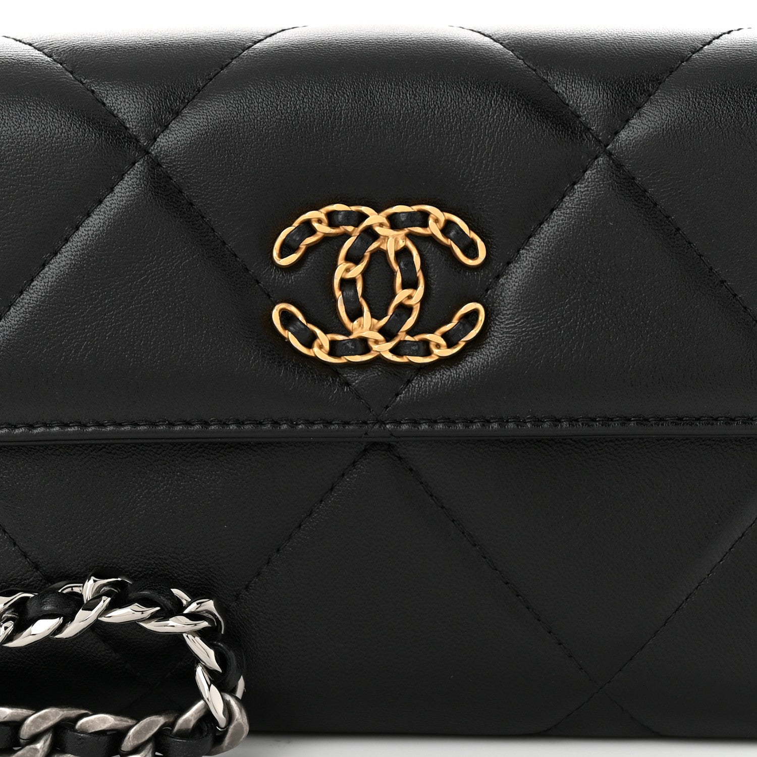 Chanel Lambskin Quilted Chanel 19 Flap Clutch Black 9 of 12