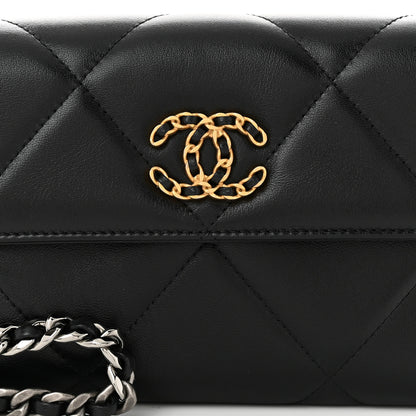 Chanel Lambskin Quilted Chanel 19 Flap Clutch Black 9 of 12
