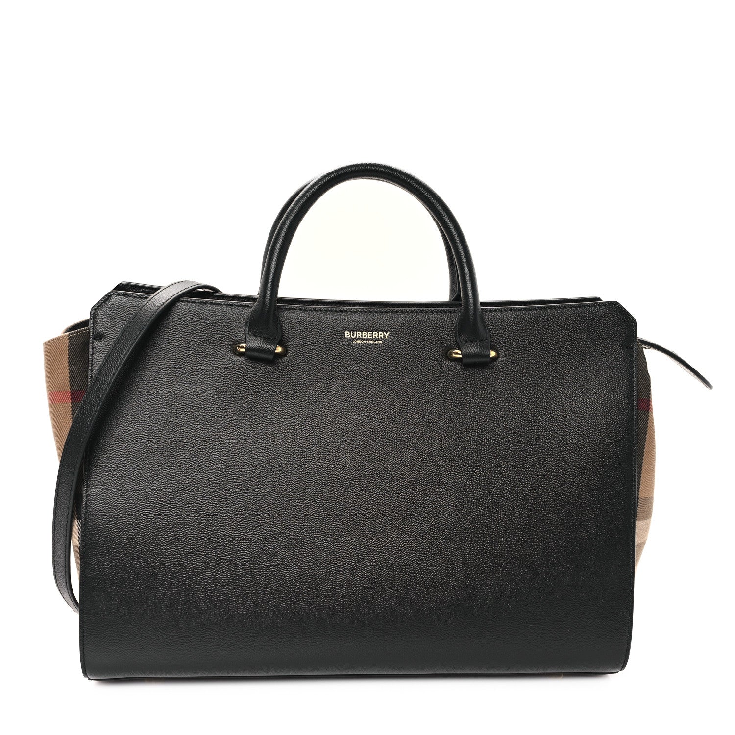 Burberry Calfskin Mega Check Medium Banwell Tote Black 1 of 10