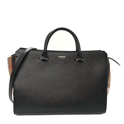 Burberry Calfskin Mega Check Medium Banwell Tote Black 1 of 10