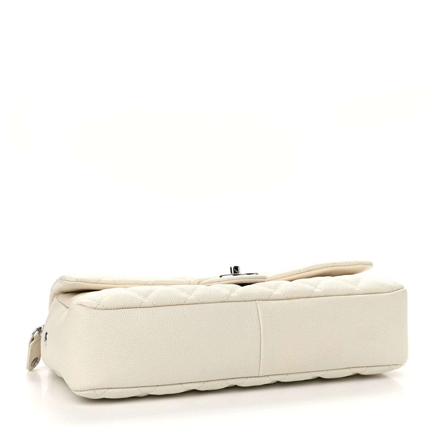 Caviar Quilted Jumbo Easy Flap Dark White
