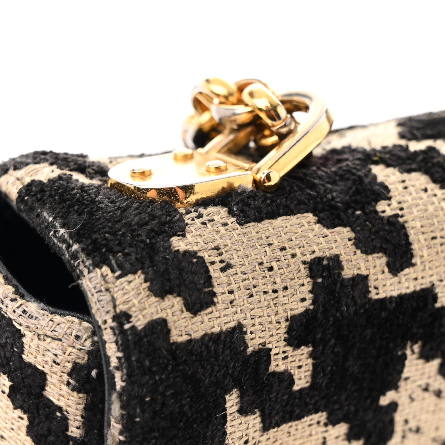 Christian Dior Technical Canvas Macro Houndstooth Medium Caro Bag Black White 17 of 18