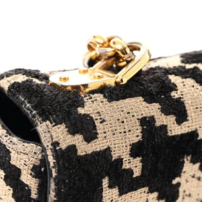 Christian Dior Technical Canvas Macro Houndstooth Medium Caro Bag Black White 17 of 18