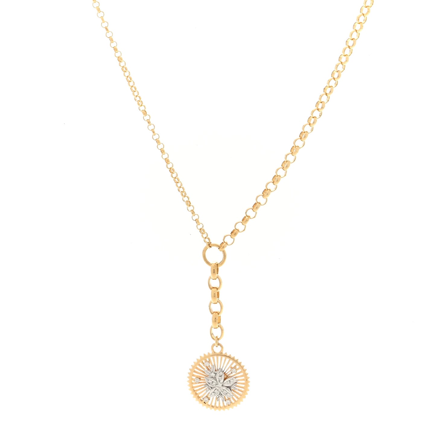 18K Yellow White Gold Diamond Resilience Medium Mixed Belcher Extension Chain Necklace