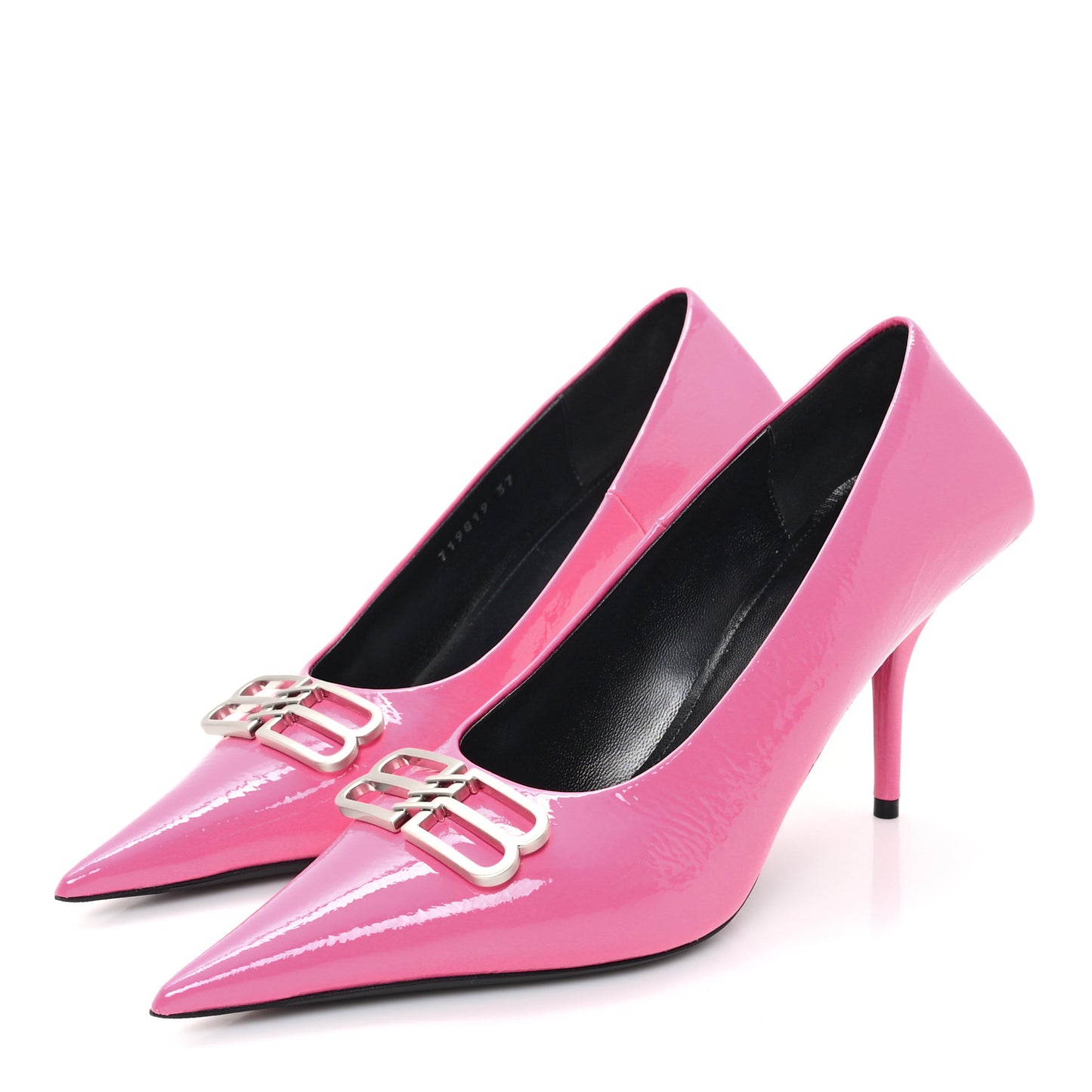 Shiny Calfskin BB Square Knife 80mm Pumps 37 Sweet Pink