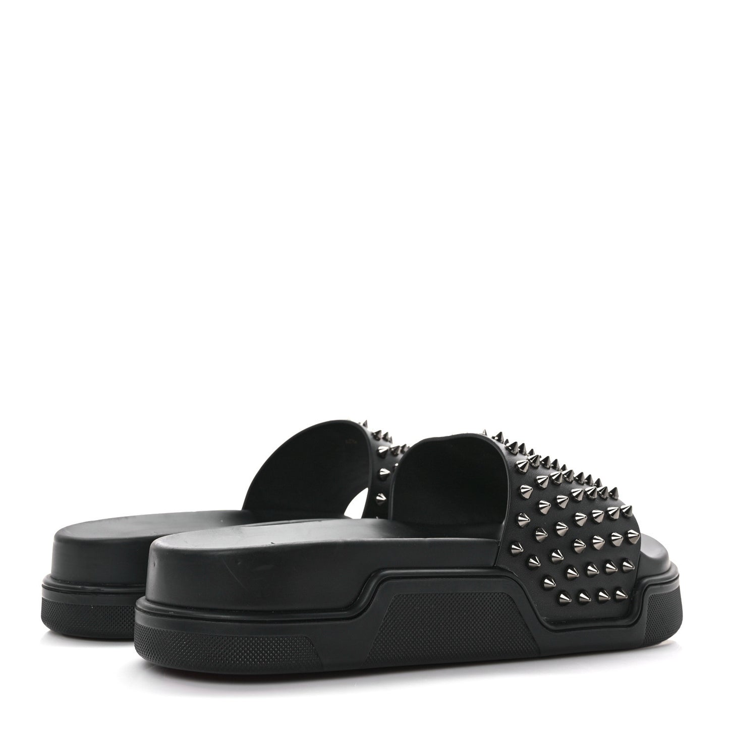Calfskin Studded Mens Pool Fun Platform Flat Slide Sandals 43 Black
