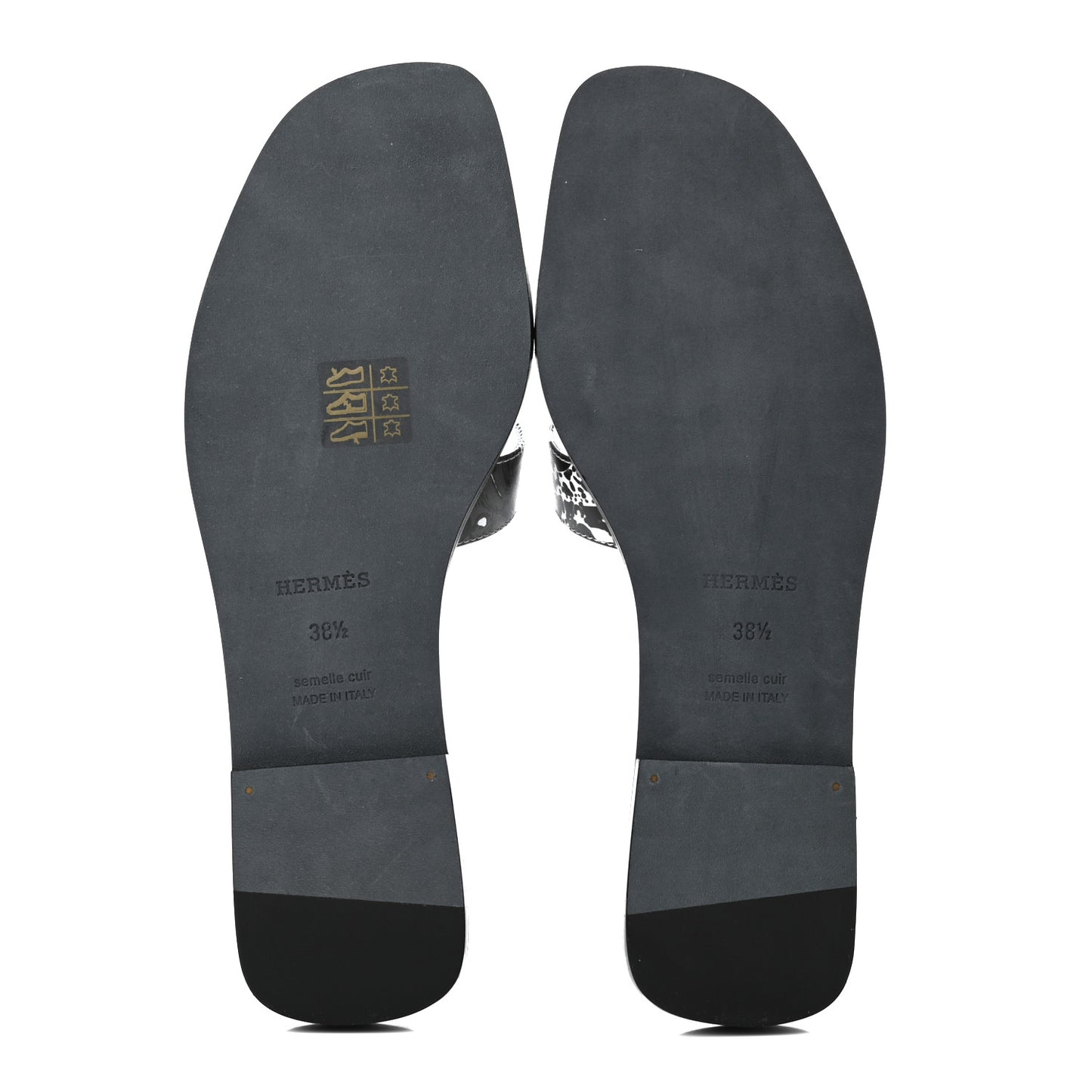 Calfskin Peinture Fraiche Oran Sandals 38.5 White Black