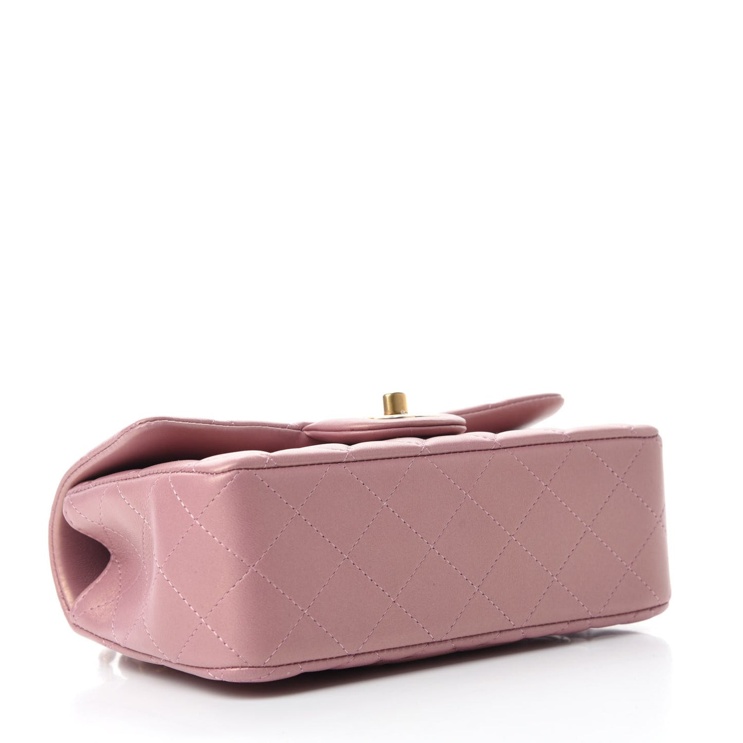 Iridescent Lambskin Quilted Mini Top Handle Rectangular Flap Pink