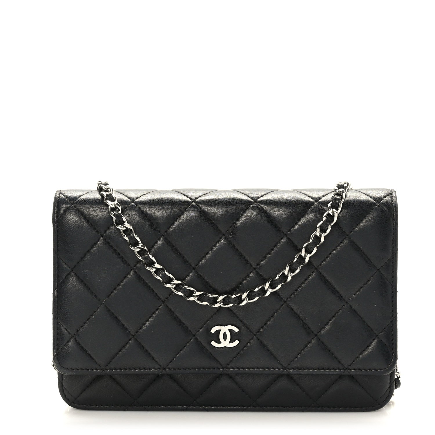 Chanel Lambskin Quilted Wallet On Chain WOC Black 1 of 10