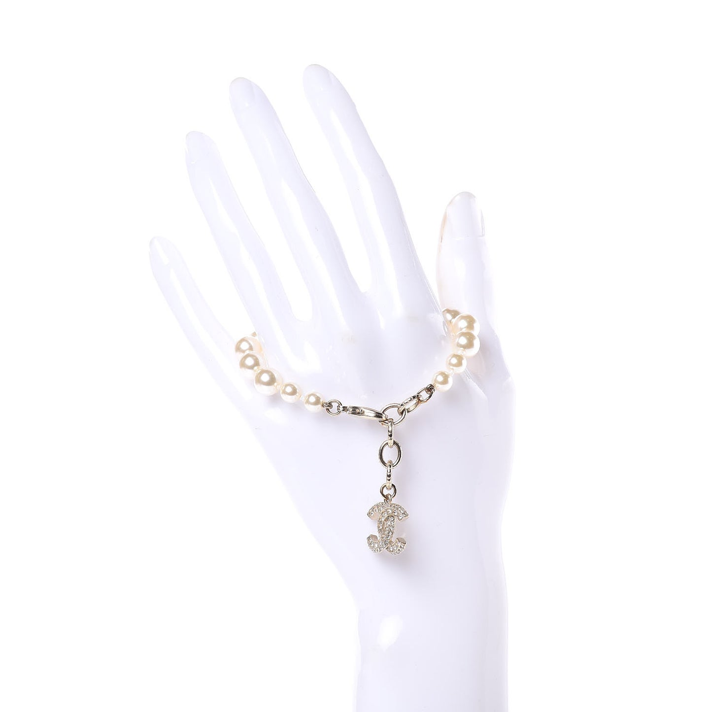 Pearl Crystal CC Bracelet Gold