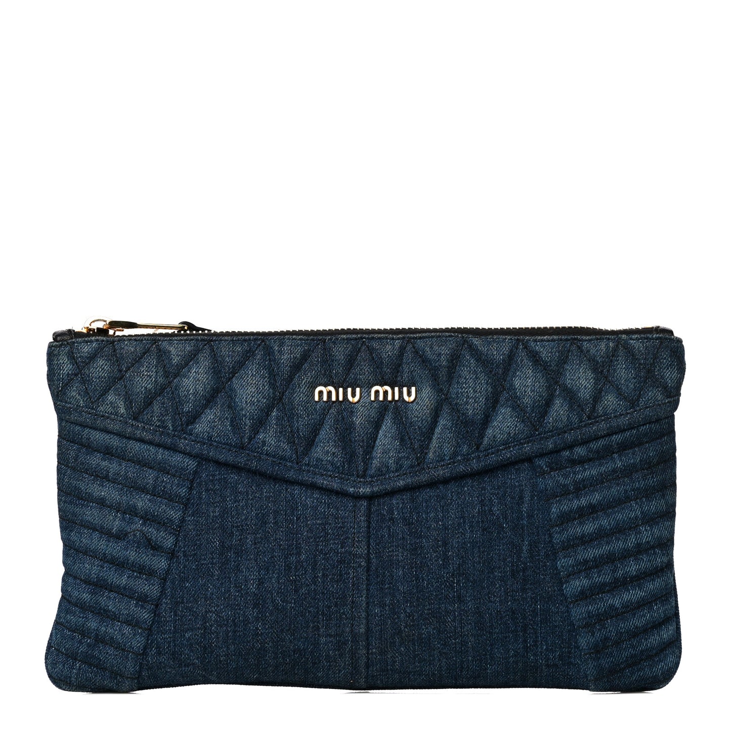 Denim Matelasse Clutch Blue