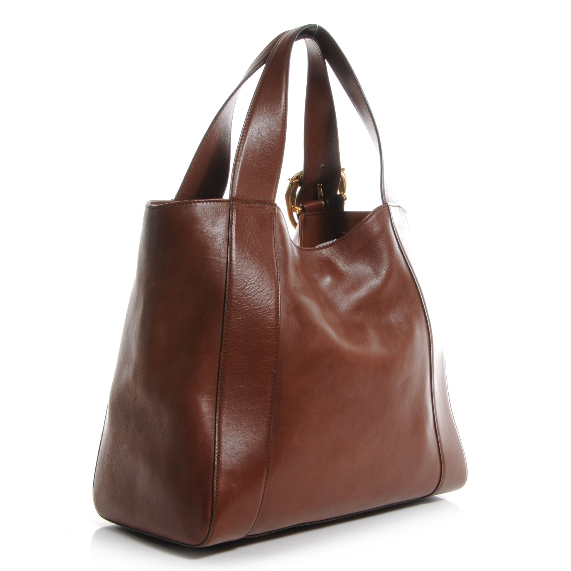 Gucci Washed Calfskin Horse-Heads Medium Ribot Tote Brown 3 of 7