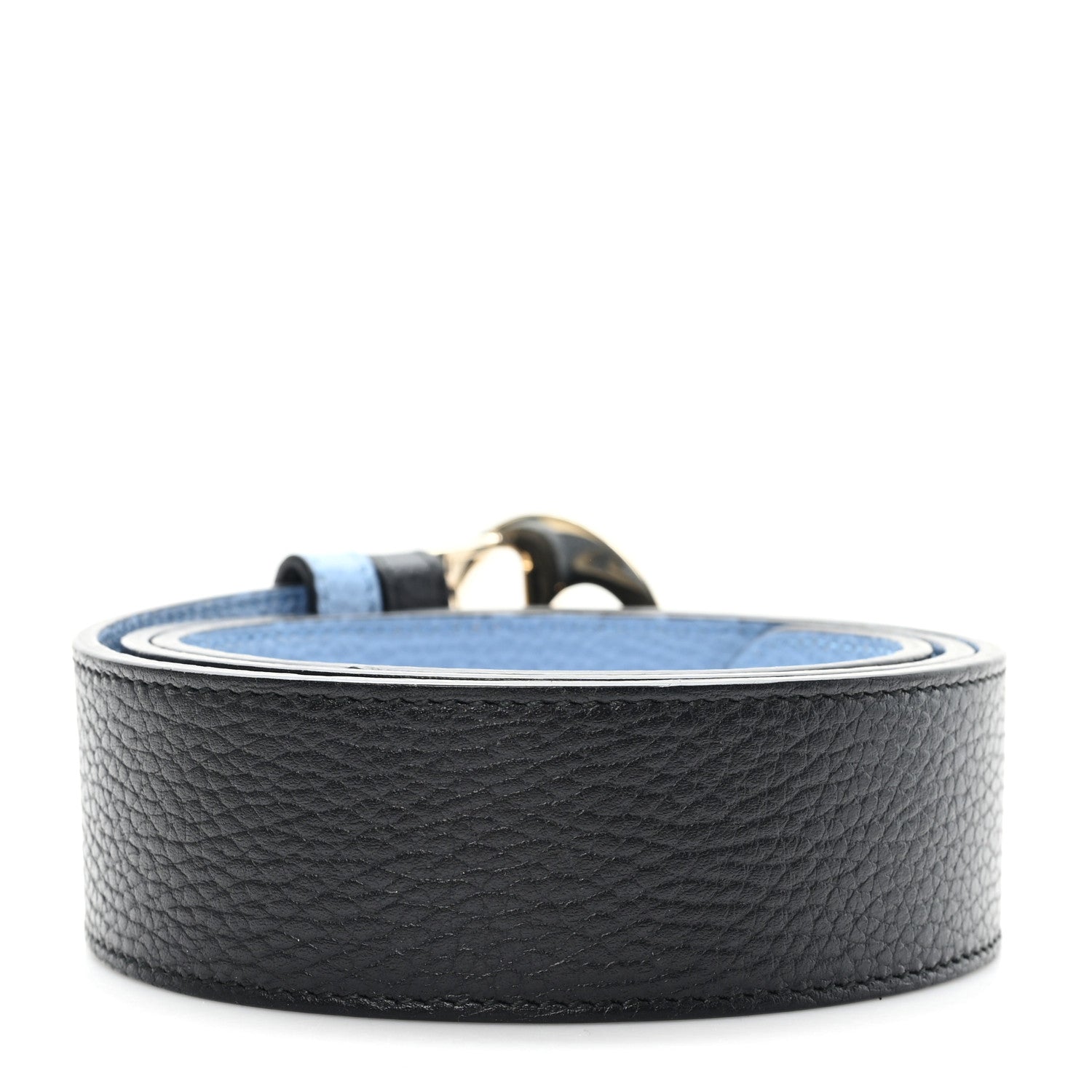 Gucci Dollar Calfskin 1973 Reversible Belt 90 36 Black Mineral Blue 2 of 5