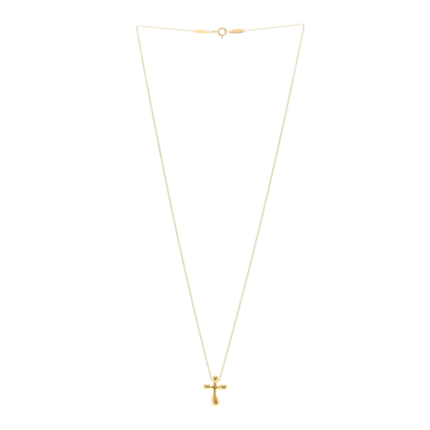18K Yellow Gold 12mm Elsa Peretti Cross Pendant Necklace