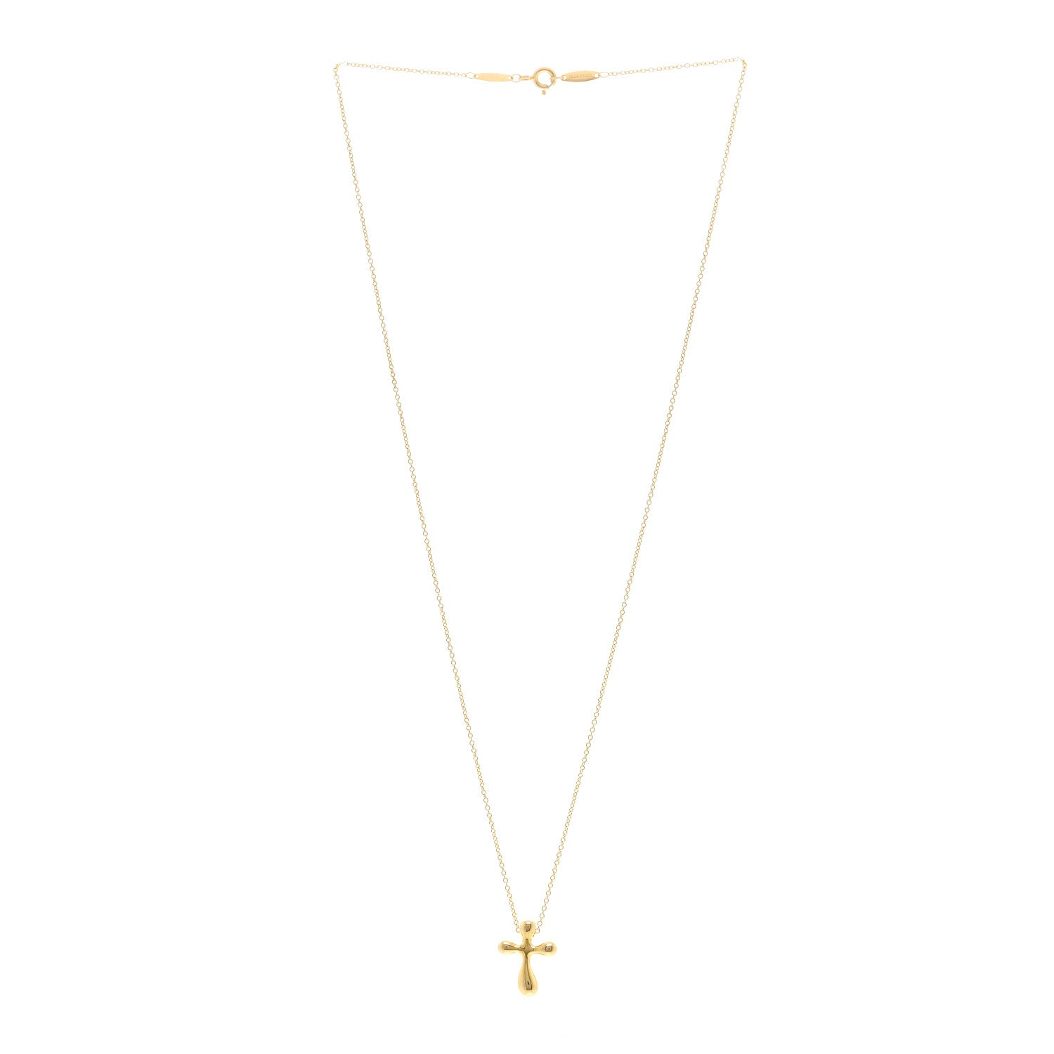 Tiffany 18K Yellow Gold 12mm Elsa Peretti Cross Pendant Necklace 3 of 4