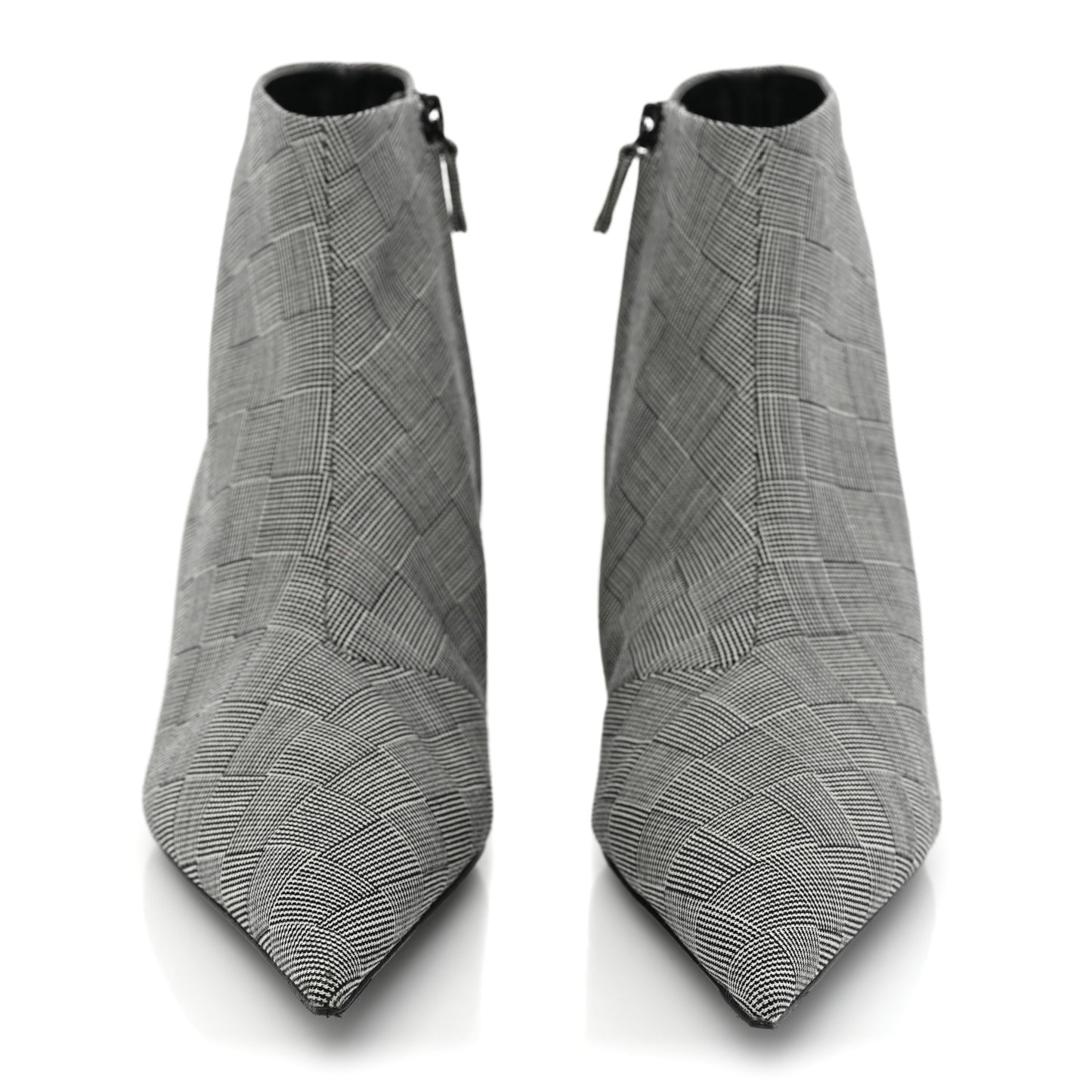 Wool Checked Knife Pointy Toe Boots 40