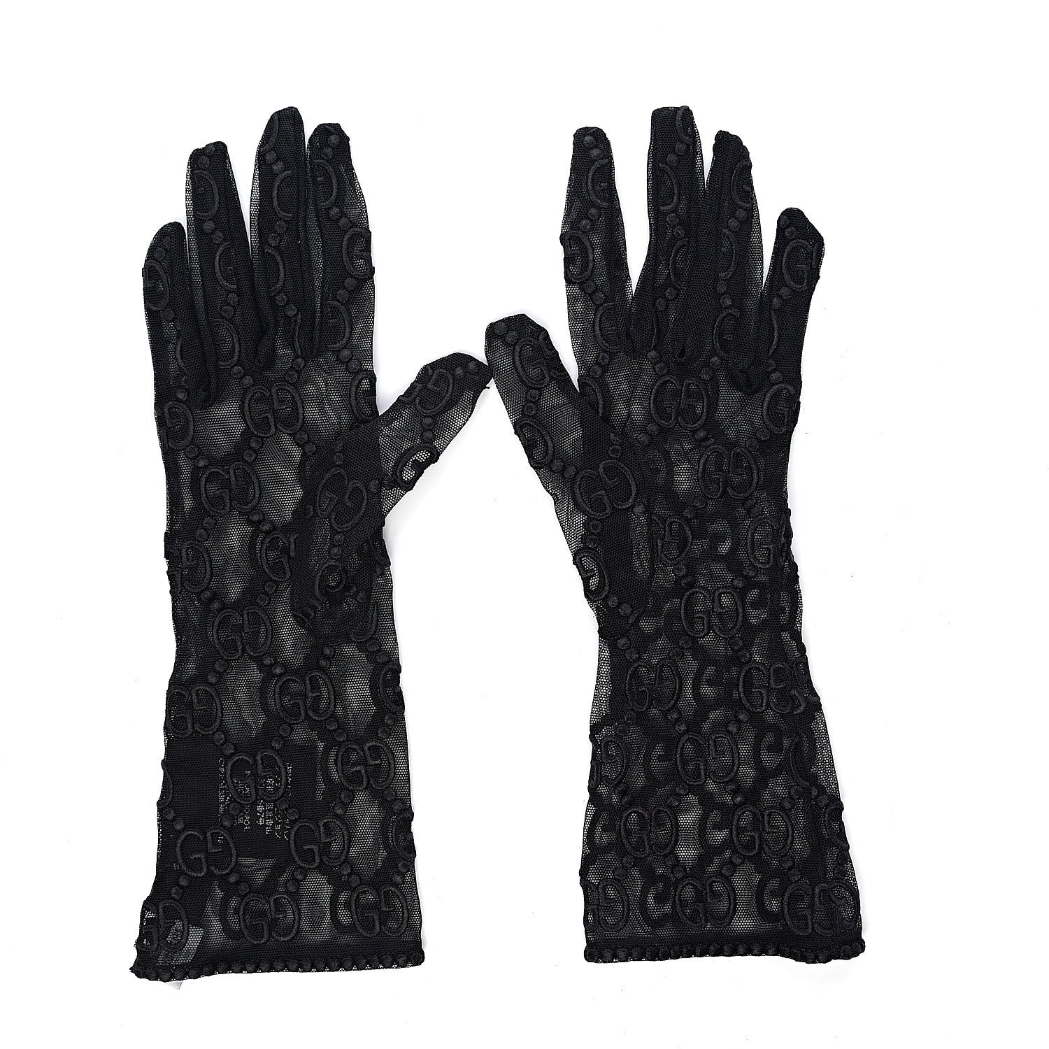 Gucci GG Monogram Tule Sheer Gloves M Black 2 of 4