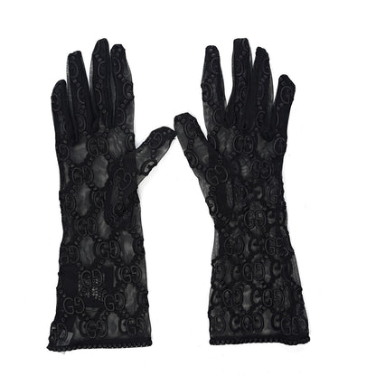 Gucci GG Monogram Tule Sheer Gloves M Black 2 of 4