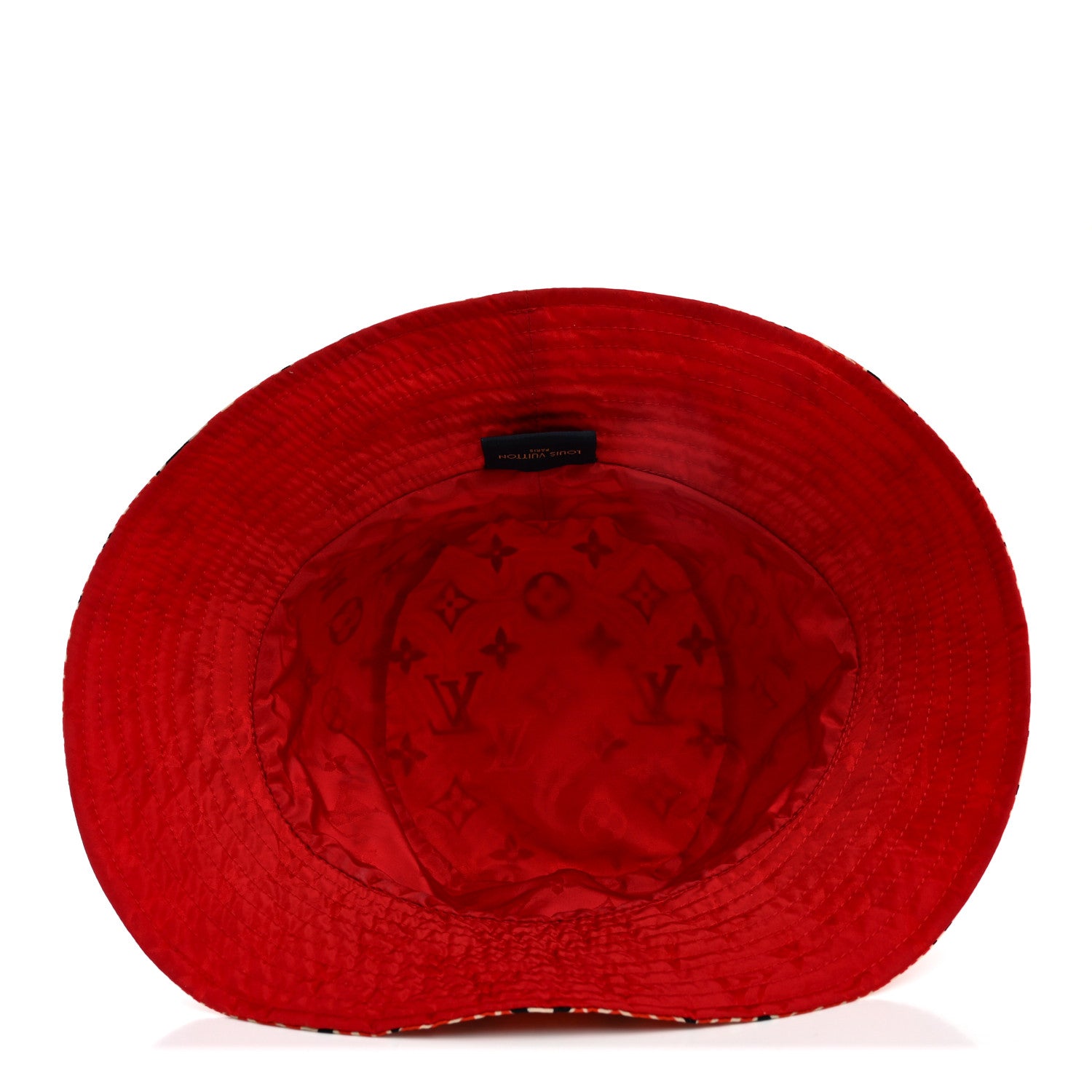 Louis Vuitton Nylon Canvas Monogram Giant Crafty Reversible Bucket Hat M Creme Rouge 12 of 14