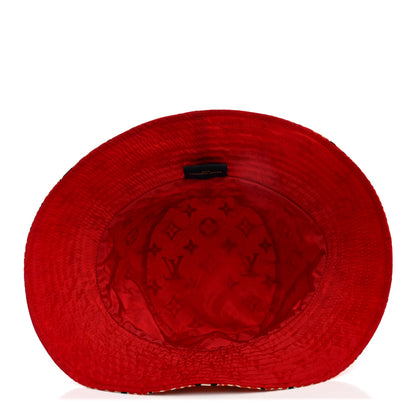 Louis Vuitton Nylon Canvas Monogram Giant Crafty Reversible Bucket Hat M Creme Rouge 12 of 14