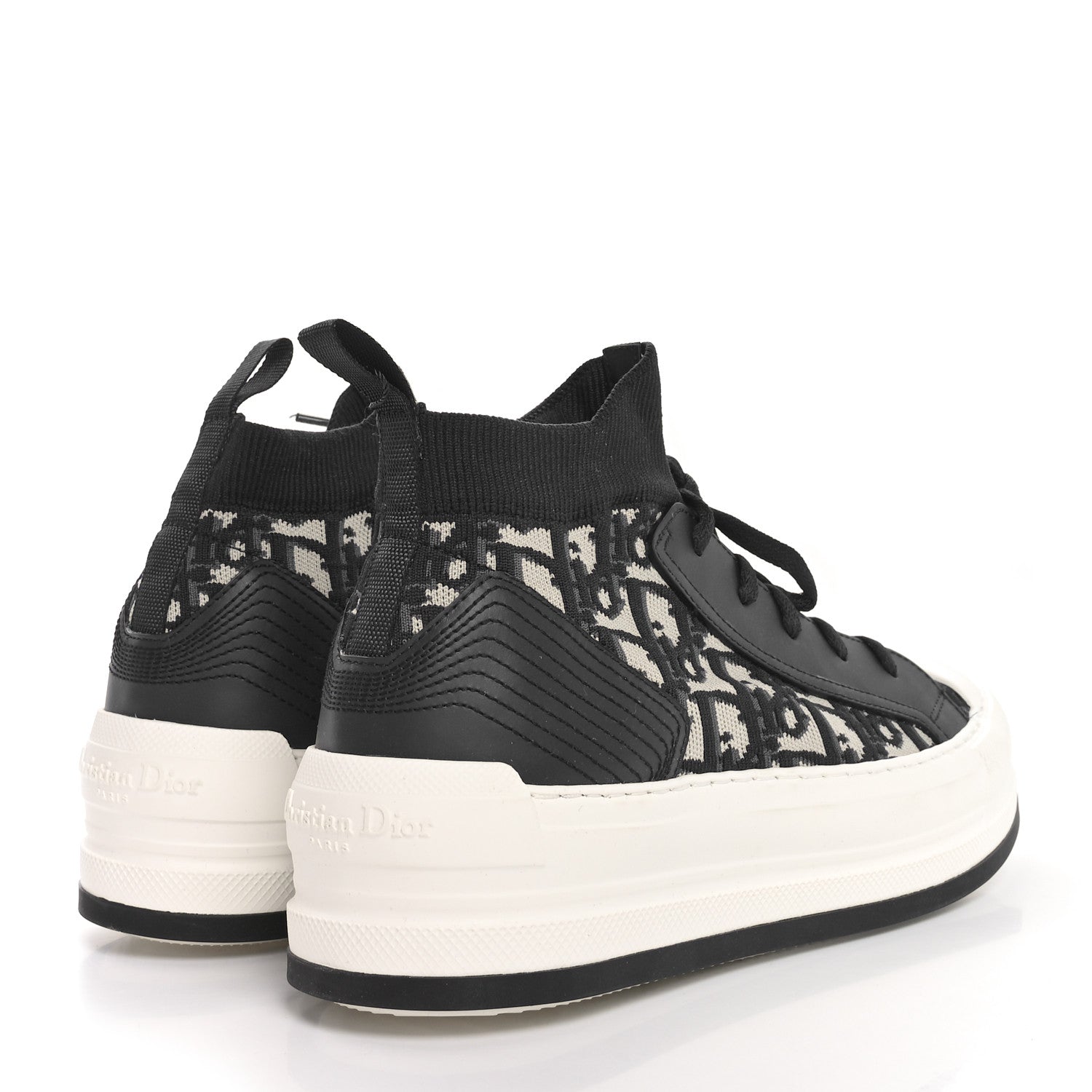 Christian Dior Technical Knit Calfskin Oblique Womens Walk'n Dior Mid Top Sneakers 38 Deep Blue 5 of 9