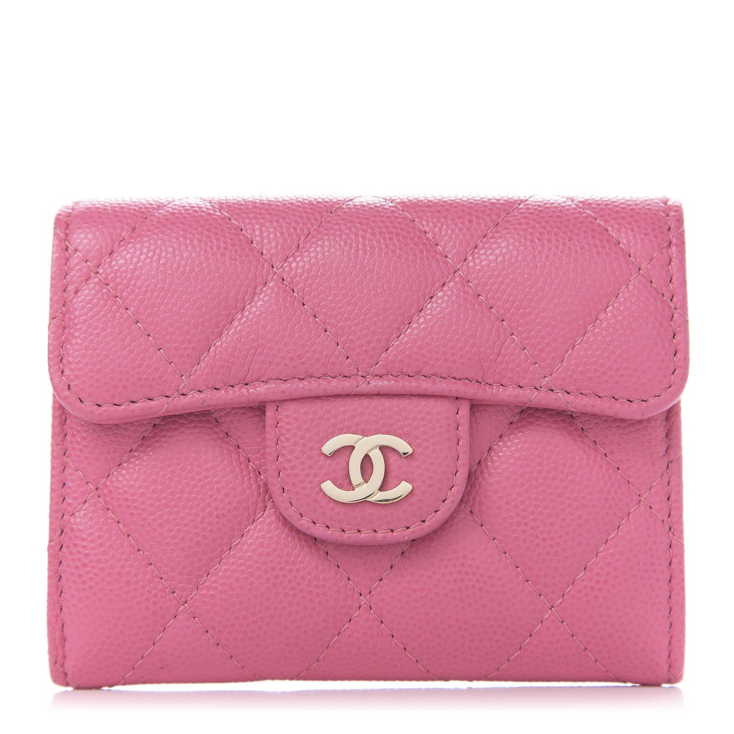 Chanel Caviar Quilted Flap Card Holder Wallet Pink 1 of 6