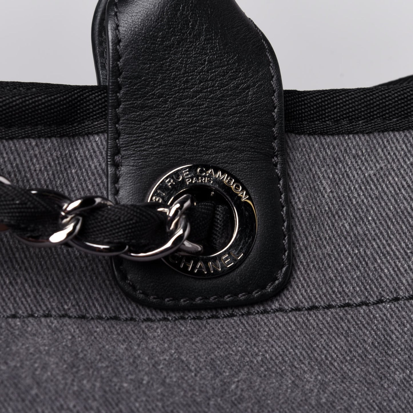 Canvas Sequin Medium Deauville Tote Charcoal