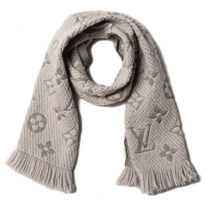 Louis Vuitton Wool Silk Logomania Scarf Pearl Grey 1 of 5