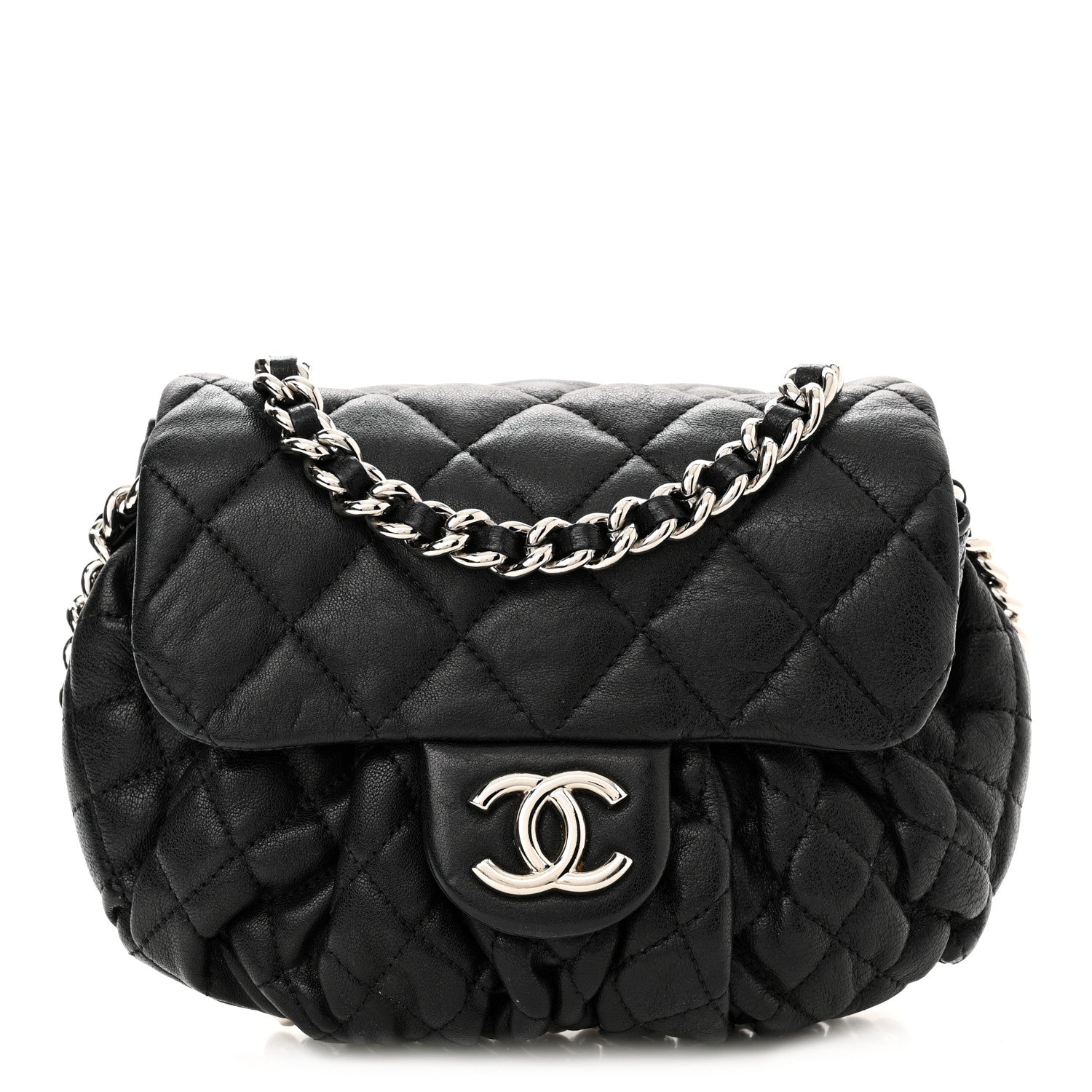 Chanel Washed Lambskin Quilted Mini Chain Around Messenger Black 1 of 13