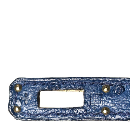 Hermes Ostrich Kelly Pochette Clutch Bleu Roi 7 of 10