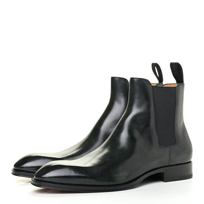 Louis Vuitton Hand Waxed Calfskin Mens LV Vendome Chelsea Boots 8.5 Black 3 of 10