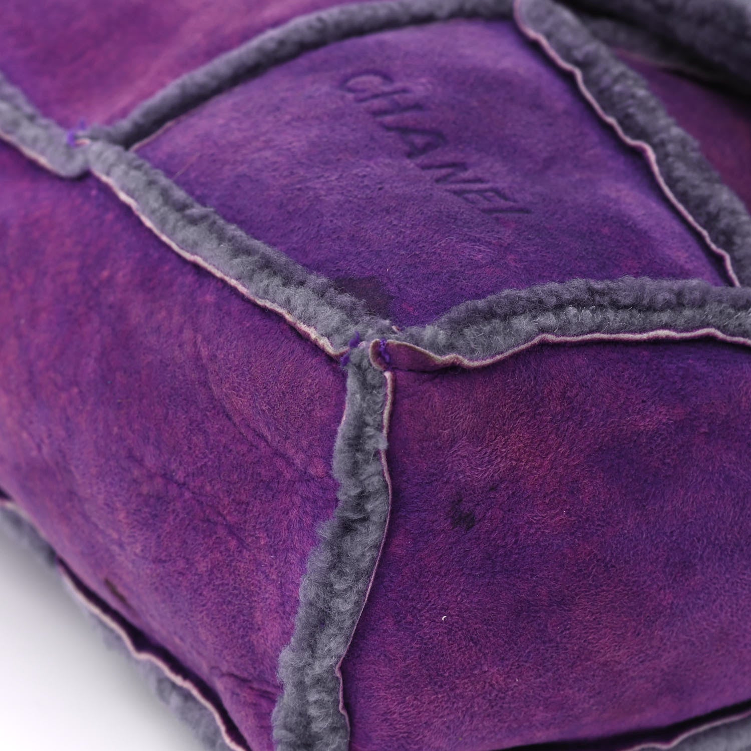 Chanel Shearling Patchwork Mademoiselle Messenger Purple 6 of 11