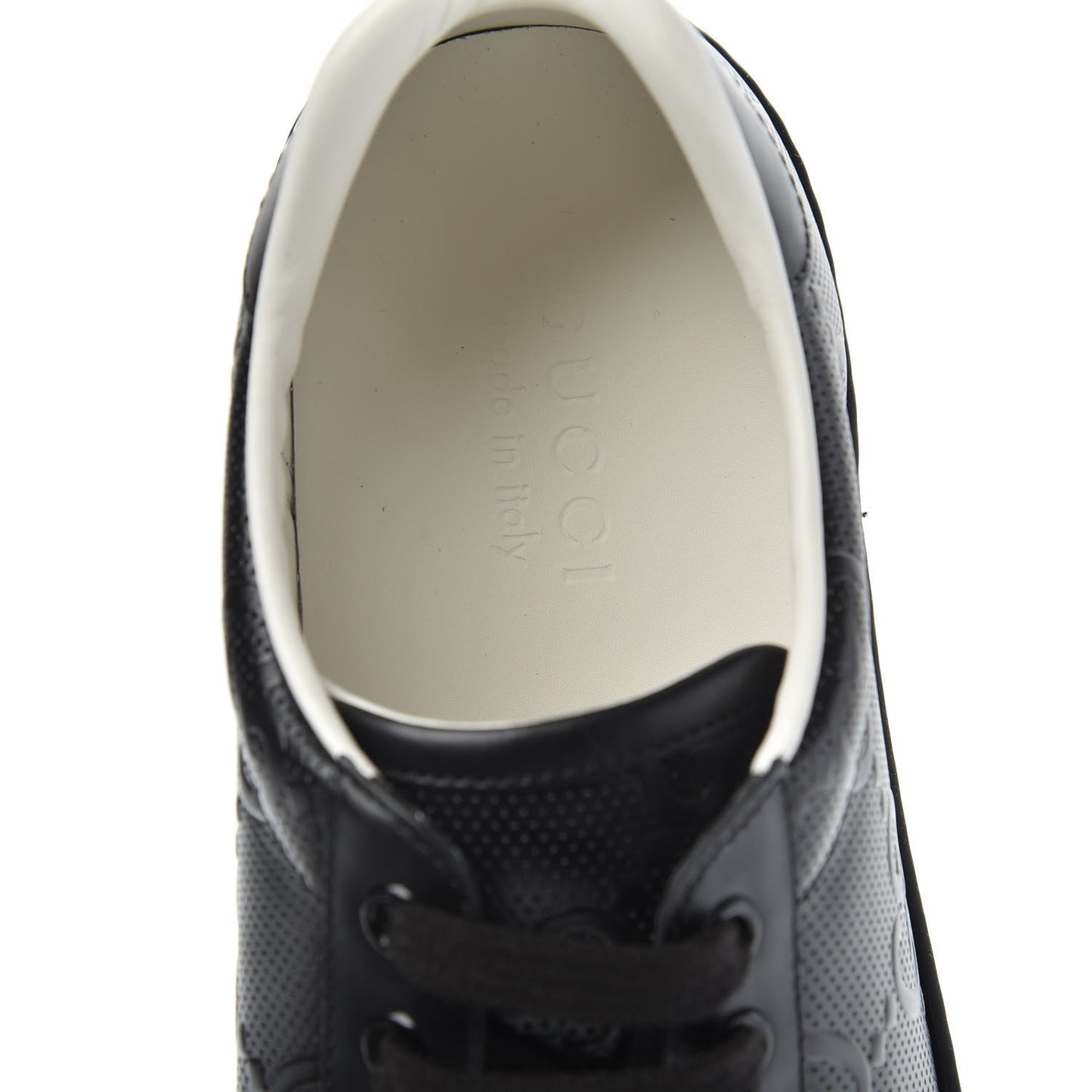 Calfskin GG Tennis Embossed Mens Ace Sneakers 6 Black
