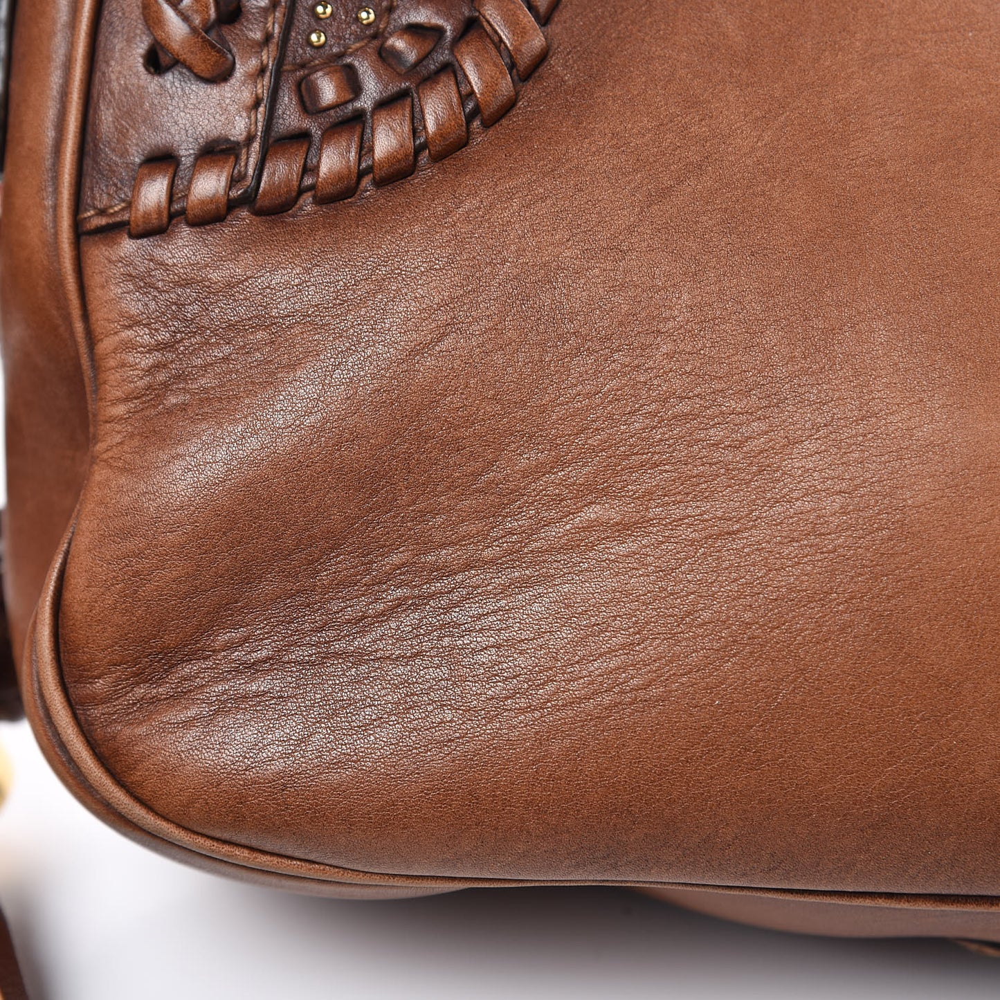 Calfskin Handmade Medium Flap Shoulder Bag Brown