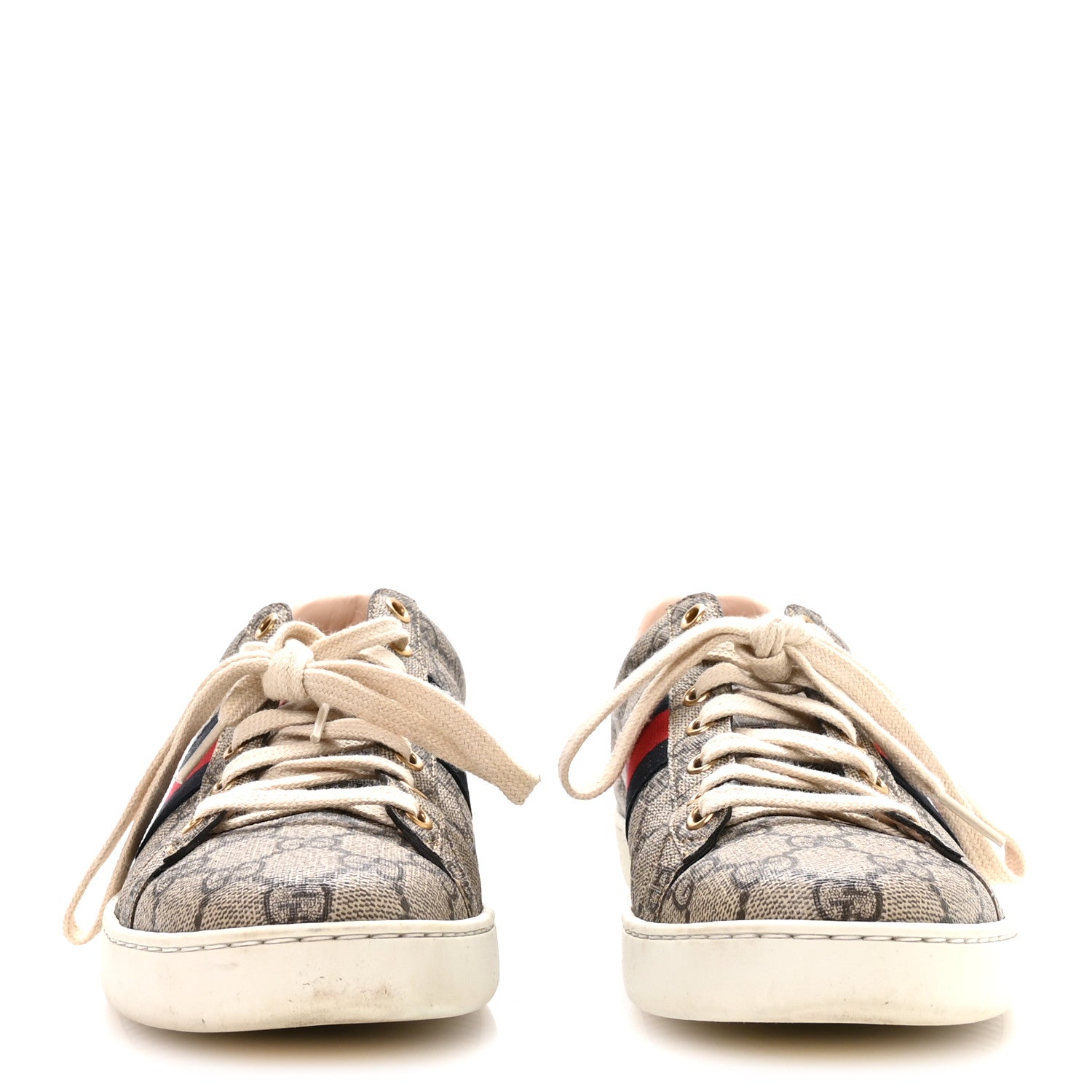 Gucci GG Supreme Monogram Ayers Web Womens Ace Sneakers 39.5 Beige 3 of 8