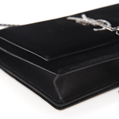 Saint Laurent Velvet Crystal Monogram Kate Tassel Chain Wallet Black 6 of 10