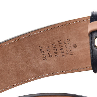 Gucci Calfskin Web Interlocking G Belt 75 30 Navy 6 of 6